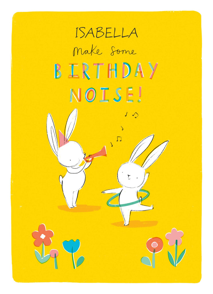 Cute Birthday Editable Bunnies Rabbits Noise