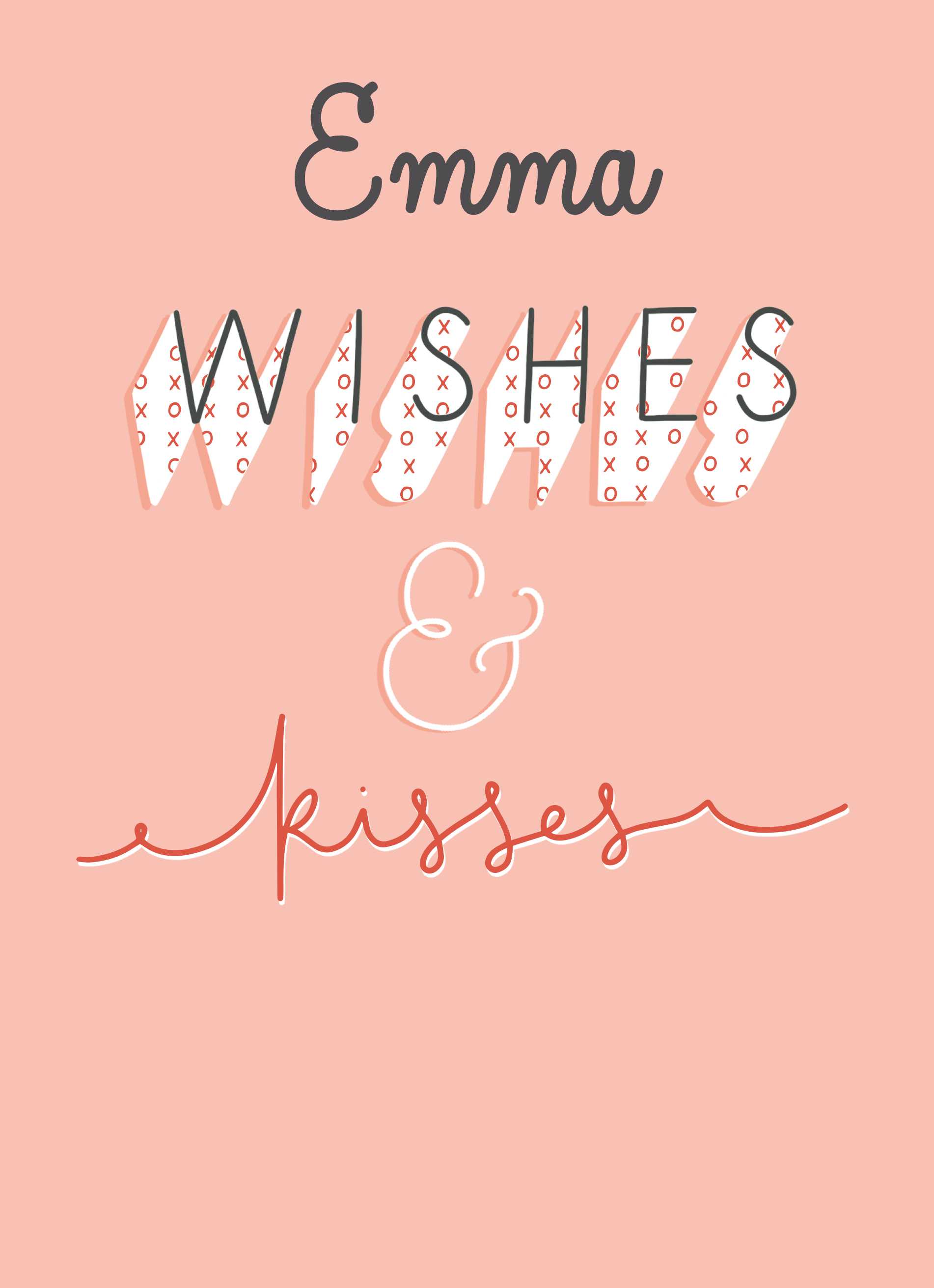 Contemporary Birthday Editable Text Wishes Kisses