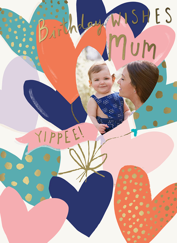 Contemporary Mum Birthday Photo Upload Hearts