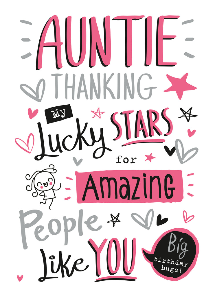 Funny Birthday Auntie Lucky Stars Text
