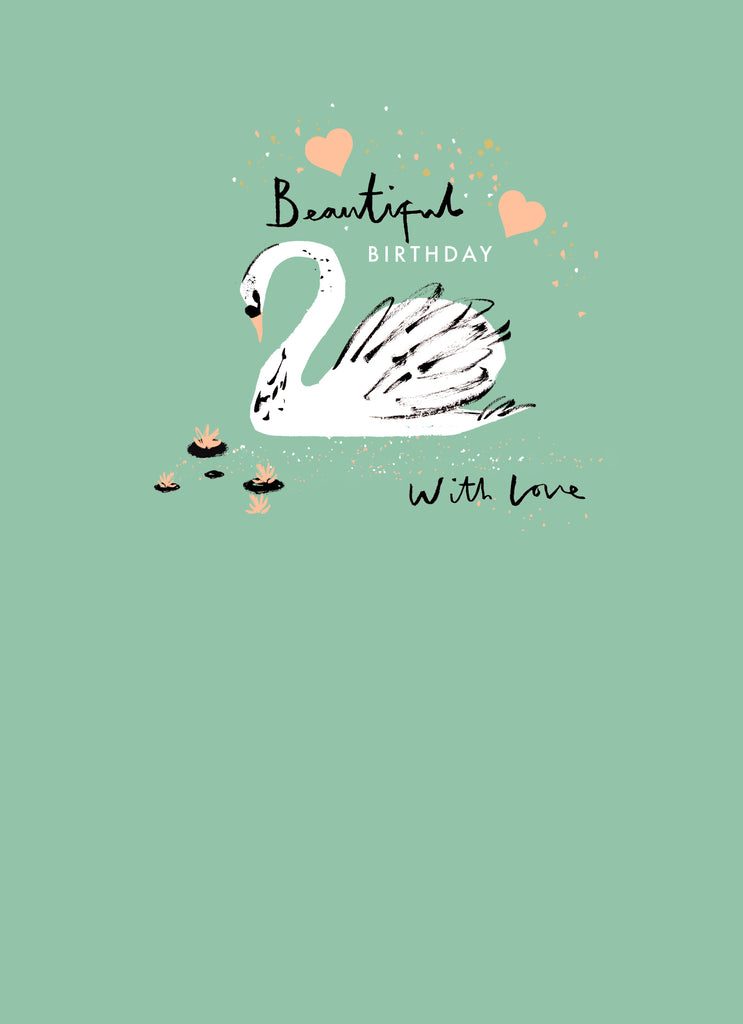 Contemporary Illustrated Swan Beautiful Birthday