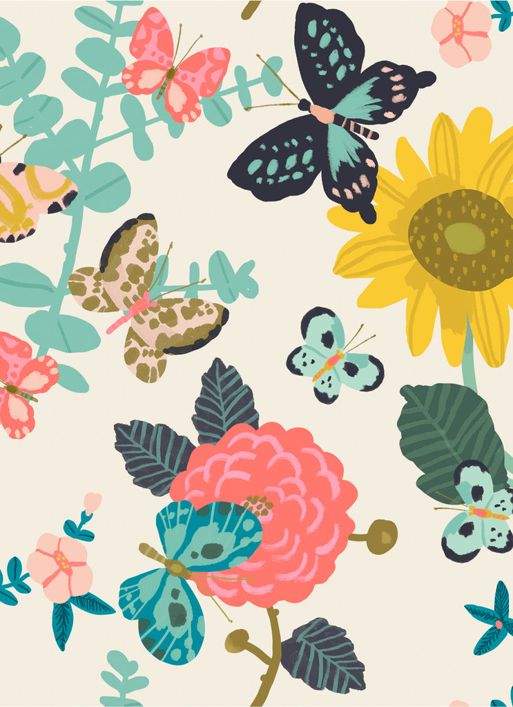 Traditional Butterfly Flowers Illustration