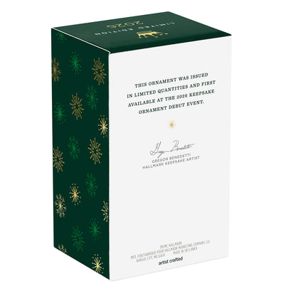 Disney Alice in Wonderland 75th Anniversary The White Rabbit — 2026 Hallmark Keepsake Christmas Ornament box packaging with festive snowflake design.