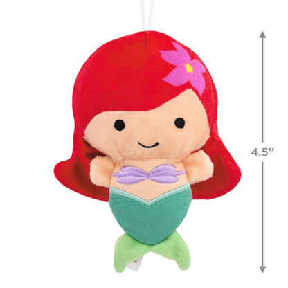 Disney The Little Mermaid Ariel, Plush Fabric - Hallmark Christmas Ornament, cute design, 11.4 cm tall, with vibrant red hair and green tail.