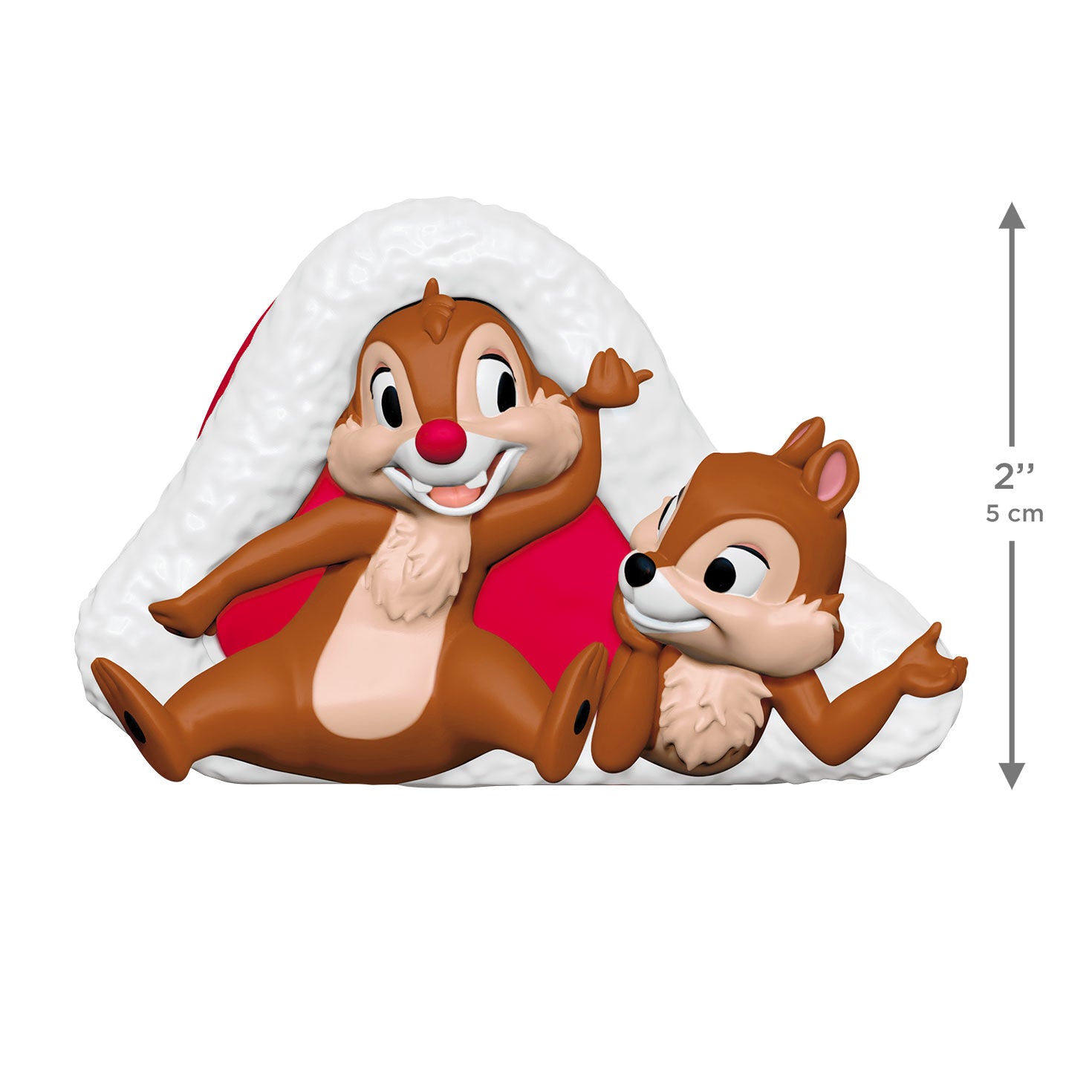 Disney Chip 'N Dale Cozy Little Christmas — 2026 Hallmark Keepsake Christmas Ornament featuring Chip and Dale playfully posed with a Santa hat, 5 cm tall