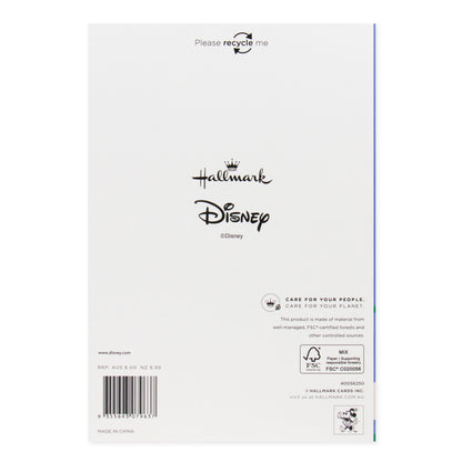 Hallmark Disney Mother's Day Card - Minnie Mouse back cover showing recycling information and contact details in black print.