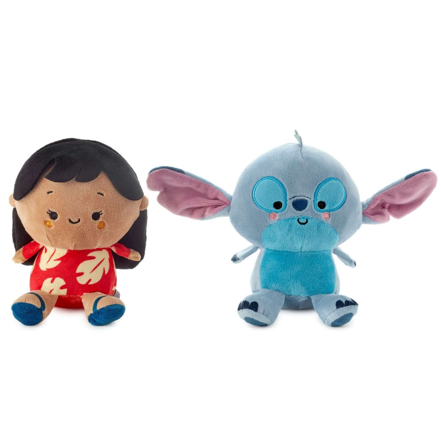 Better Together Disney Lilo & Stitch Magnetic Plush, 5.25" in a plush duo set showcasing Lilo in a red dress and Stitch in blue, front view.