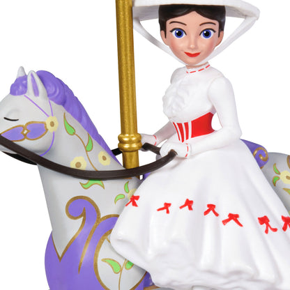 Disney Mary Poppins, 60th Anniversary A Practically Perfect Carousel Ride — Hallmark Keepsake Christmas Ornament featuring Mary Poppins on a carousel horse, detailed close-up view.