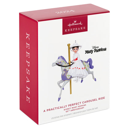 Disney Mary Poppins, 60th Anniversary A Practically Perfect Carousel Ride — Hallmark Keepsake Christmas Ornament in decorative packaging with character details.