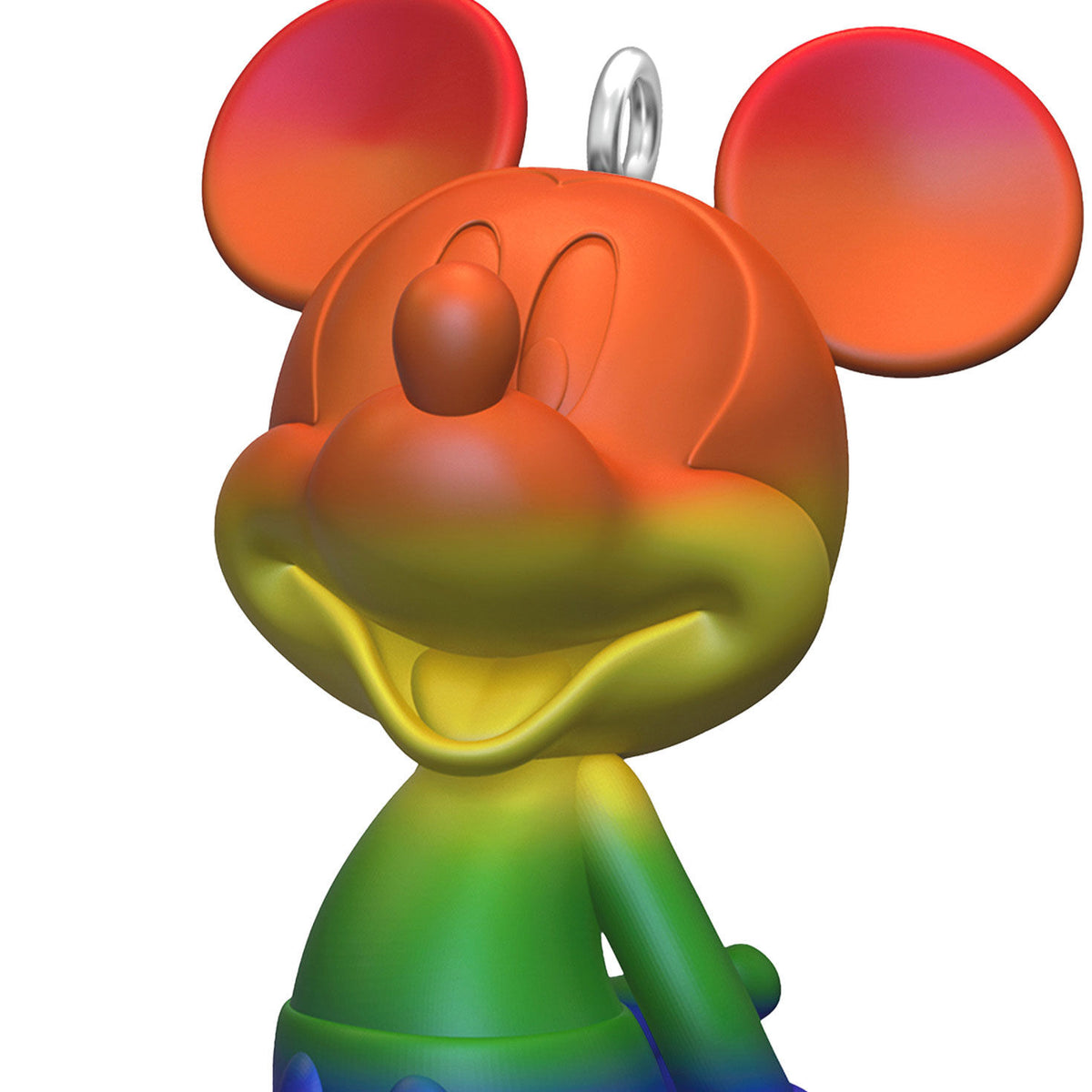 Disney Mickey Mouse, Rainbow Mickey — Hallmark Keepsake Christmas Ornament, vibrant rainbow colours, close-up view