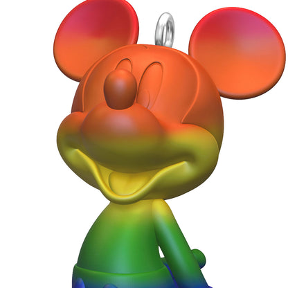 Disney Mickey Mouse, Rainbow Mickey — Hallmark Keepsake Christmas Ornament, vibrant rainbow colours, close-up view
