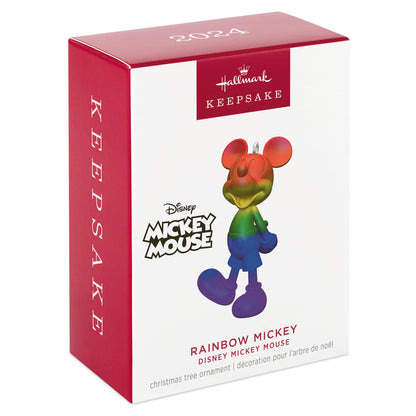 Disney Mickey Mouse, Rainbow Mickey — Hallmark Keepsake Christmas Ornament packaging box featuring vibrant colours and character design.