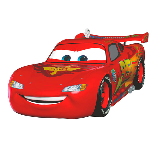 Disney/Pixar Cars 2 15th Anniversary Lightning McQueen, metal, red race car, with turning wheels, angled view