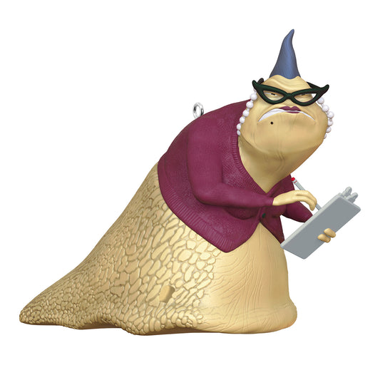 Disney/Pixar Monsters, Inc. Roz With Sound — 2026 Hallmark Keepsake Christmas Ornament, detailed figure in burgundy cardigan and glasses.