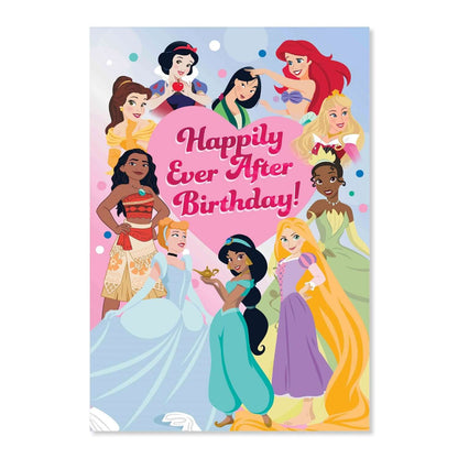 Connections from Hallmark Birthday Card - Disney Princess featuring multiple Disney princesses and pink foil text design.
