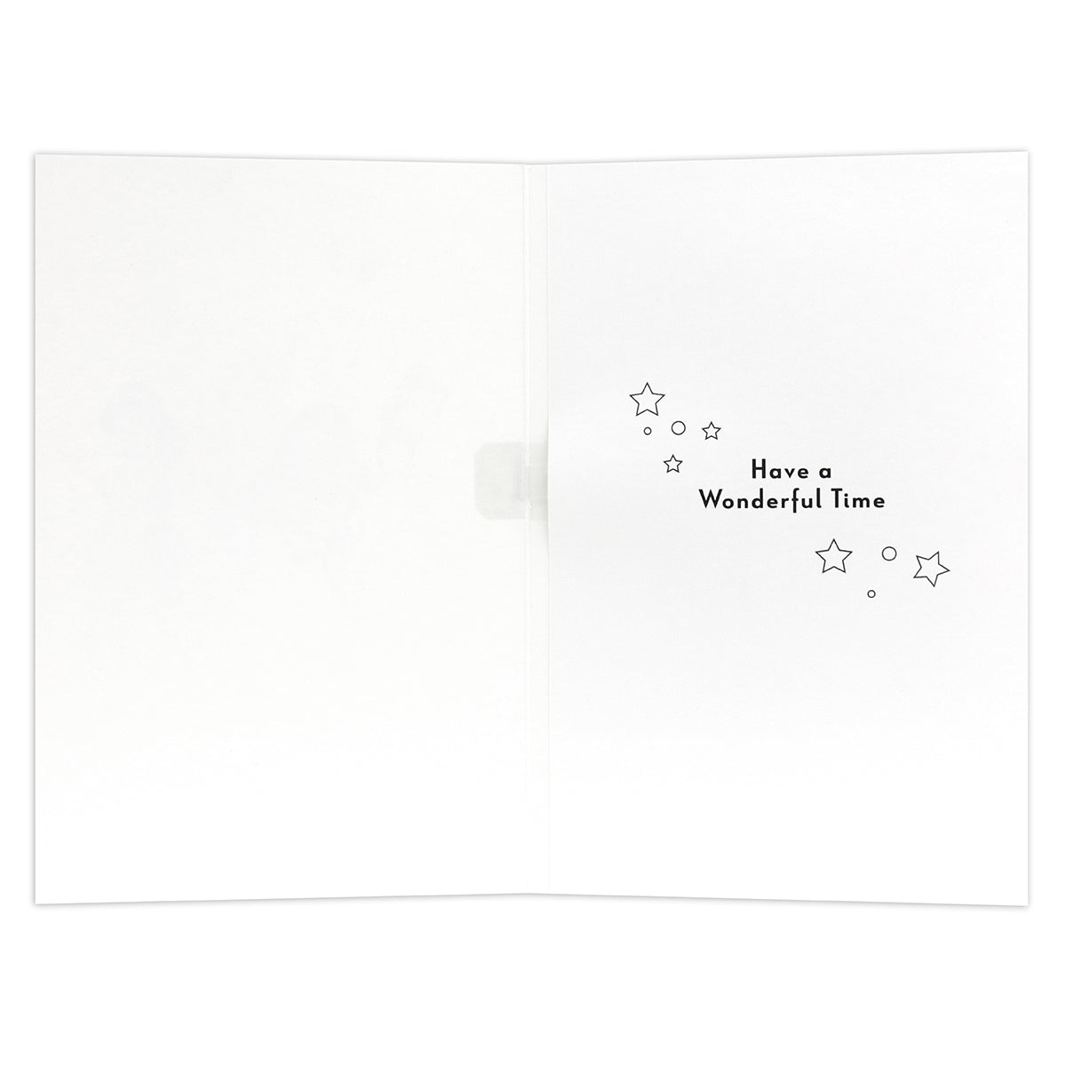 Hallmark Interactive Sound Card - Disney Princess Happy Birthday! interior view featuring the message 'Have a Wonderful Time' with star details.