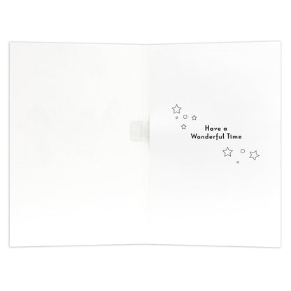 Hallmark Interactive Sound Card - Disney Princess Happy Birthday! interior view featuring the message 'Have a Wonderful Time' with star details.