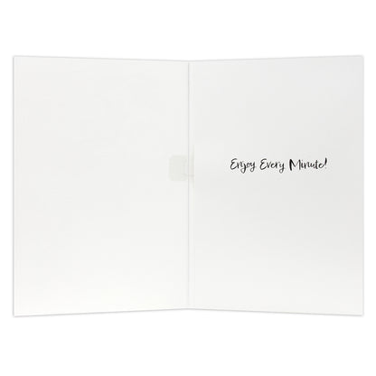 Hallmark Disney Princess Interactive Sound Card - Wishing you oceans of birthday fun! open view showcasing the inside message 'Enjoy Every Minute!'.