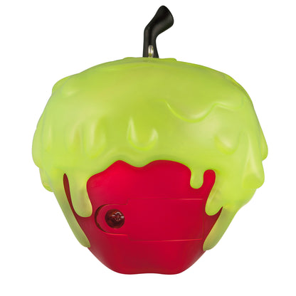 Disney Snow White and the Seven Dwarfs Just One Bite With Light — 2026 Hallmark Keepsake Christmas Ornament, green and red poison apple, side view