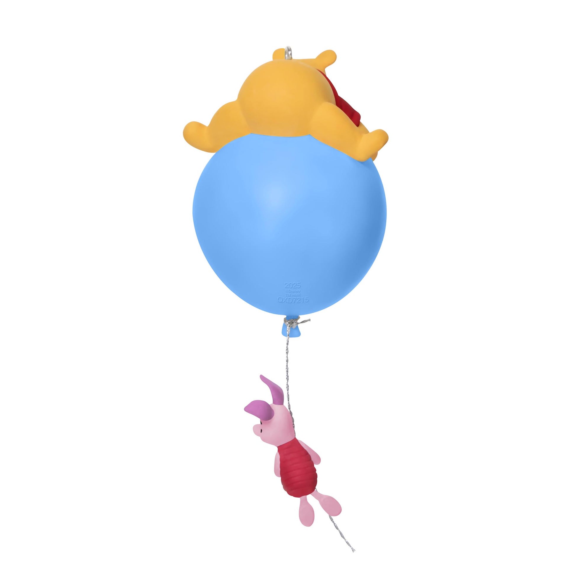 Disney, Winnie the Pooh: Up for Adventure Ornament With Light — 2025 Hallmark Keepsake Christmas Ornament character design featuring Pooh atop a blue balloon with Piglet hanging below.