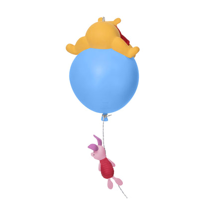 Disney, Winnie the Pooh: Up for Adventure Ornament With Light — 2025 Hallmark Keepsake Christmas Ornament character design featuring Pooh atop a blue balloon with Piglet hanging below.