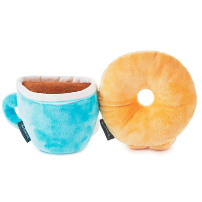 Donut and Coffee Magnetic Plush – Better Together, soft plush food toys in blue and orange, front view featuring magnets.
