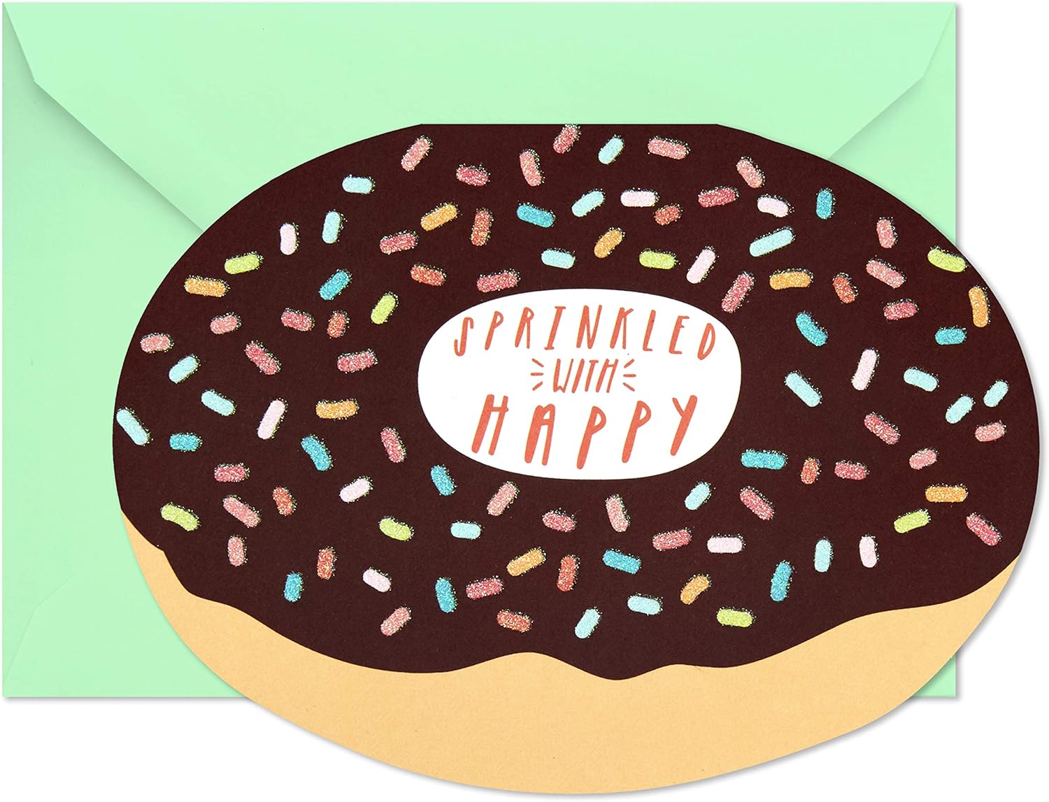 Hallmark Pack of Blank Cards, Donuts (15 Cards with Envelopes) featuring a donut-shaped card with colourful sprinkles and pastel envelope.