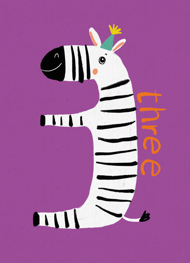 3rd Birthday Fun Zebra Figure Three