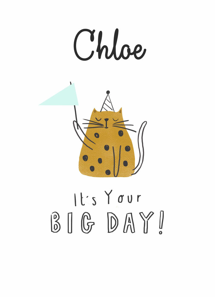 Cute Birthday Editable Cheetah Cat Flag
