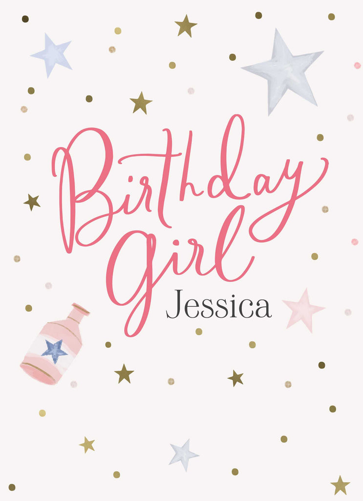 Contemporary Editable Stars Birthday Girl