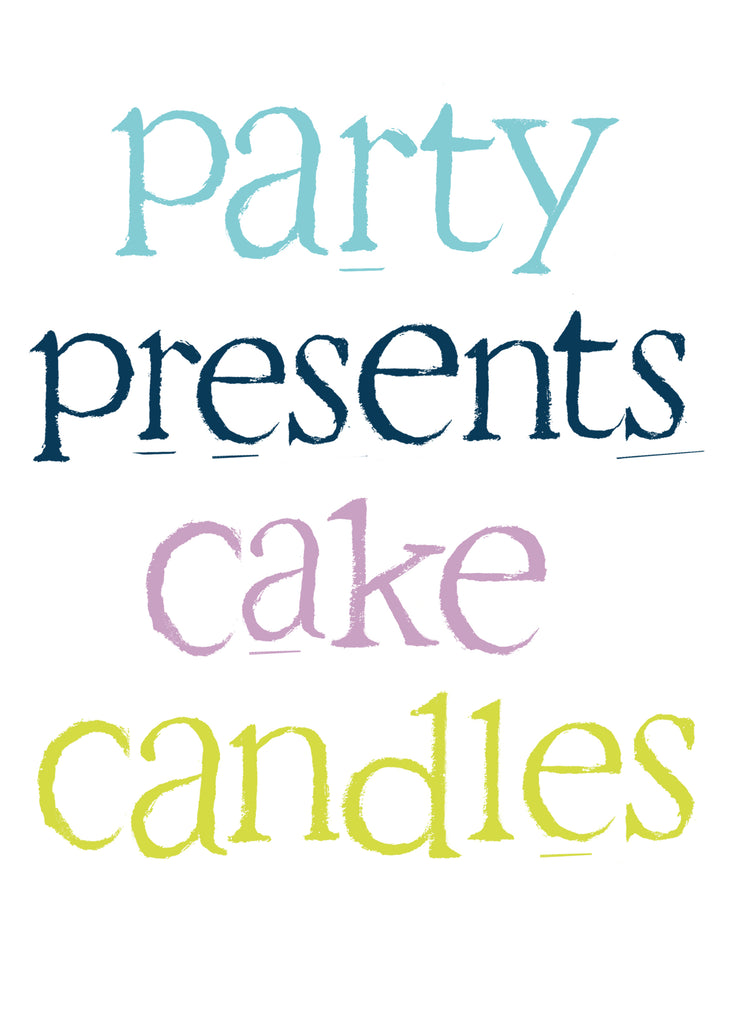 Funny Birthday Typographic Party Presents Cake