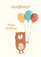 Husband Birthday Cute Bear Colourful Balloons