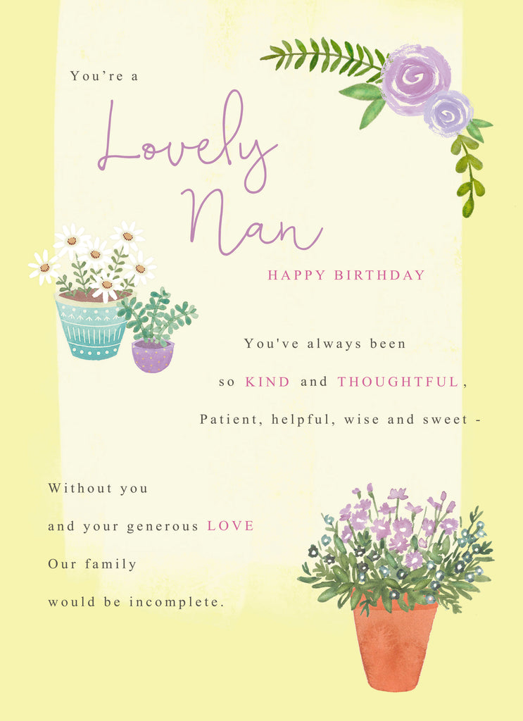 Traditional Birthday Nan Lovely Verse Plants