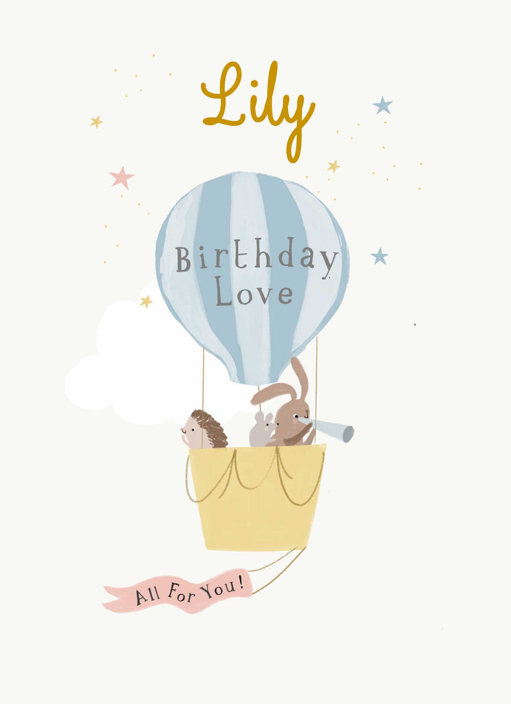 Cute Kids Birthday Editable Hot Air Balloon
