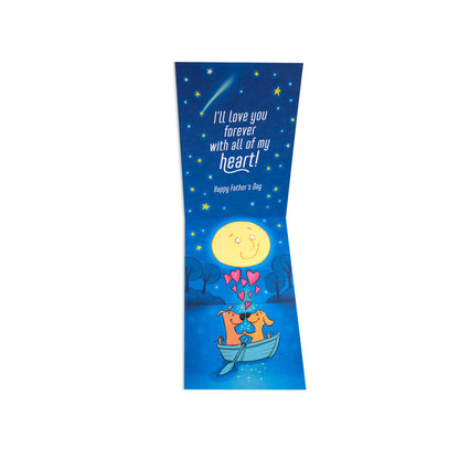 Fcc Husband Funny Dogs greeting card design showcasing two dogs in a boat against a night sky with a smiling moon.