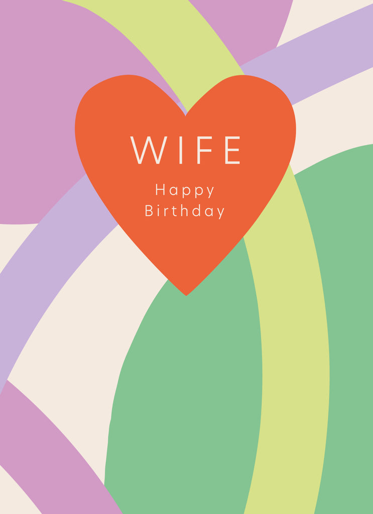 Contemporary Wife Birthday Heart Pastels
