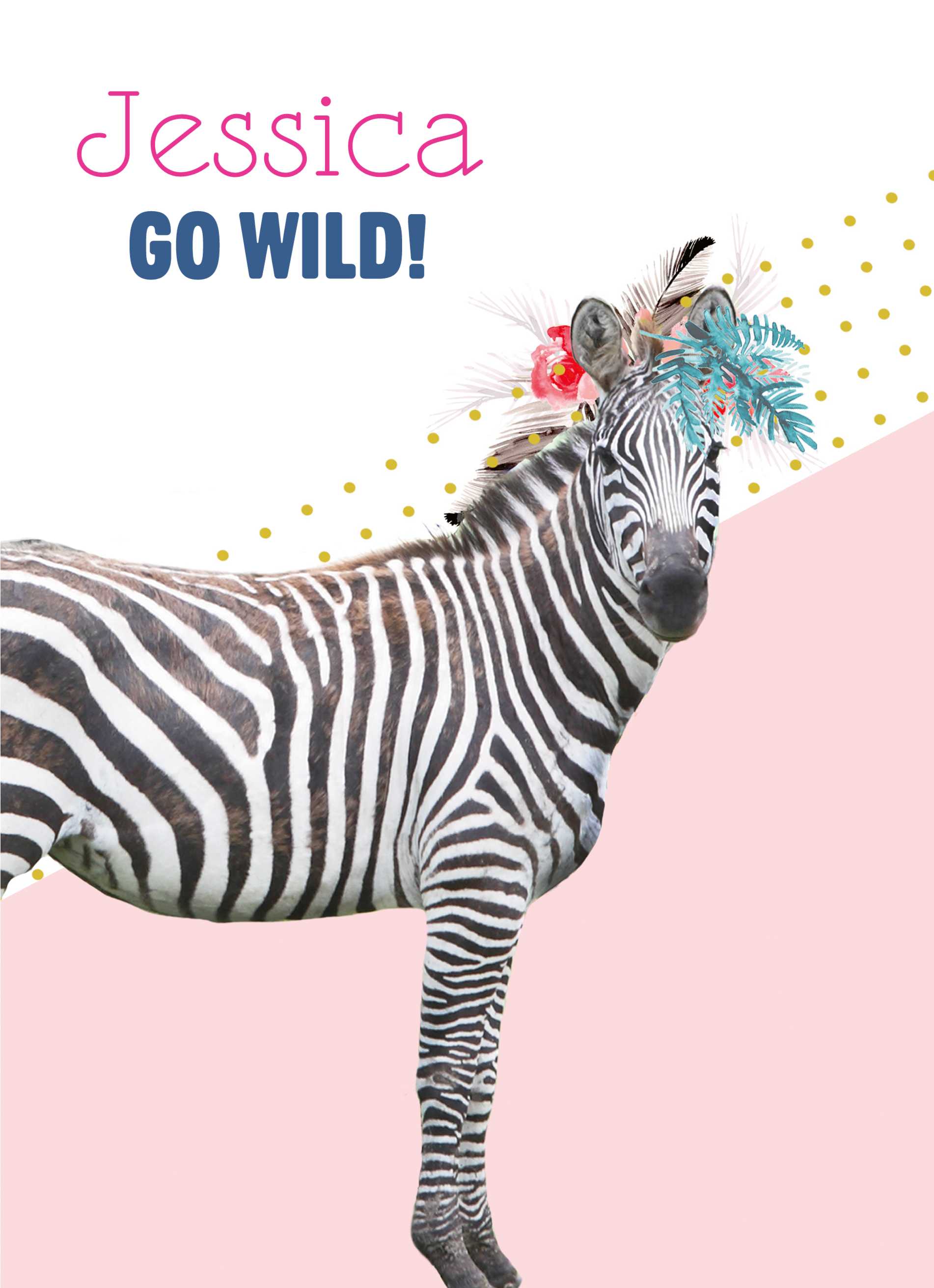 Contemporary Birthday Editable Zebra Photographic