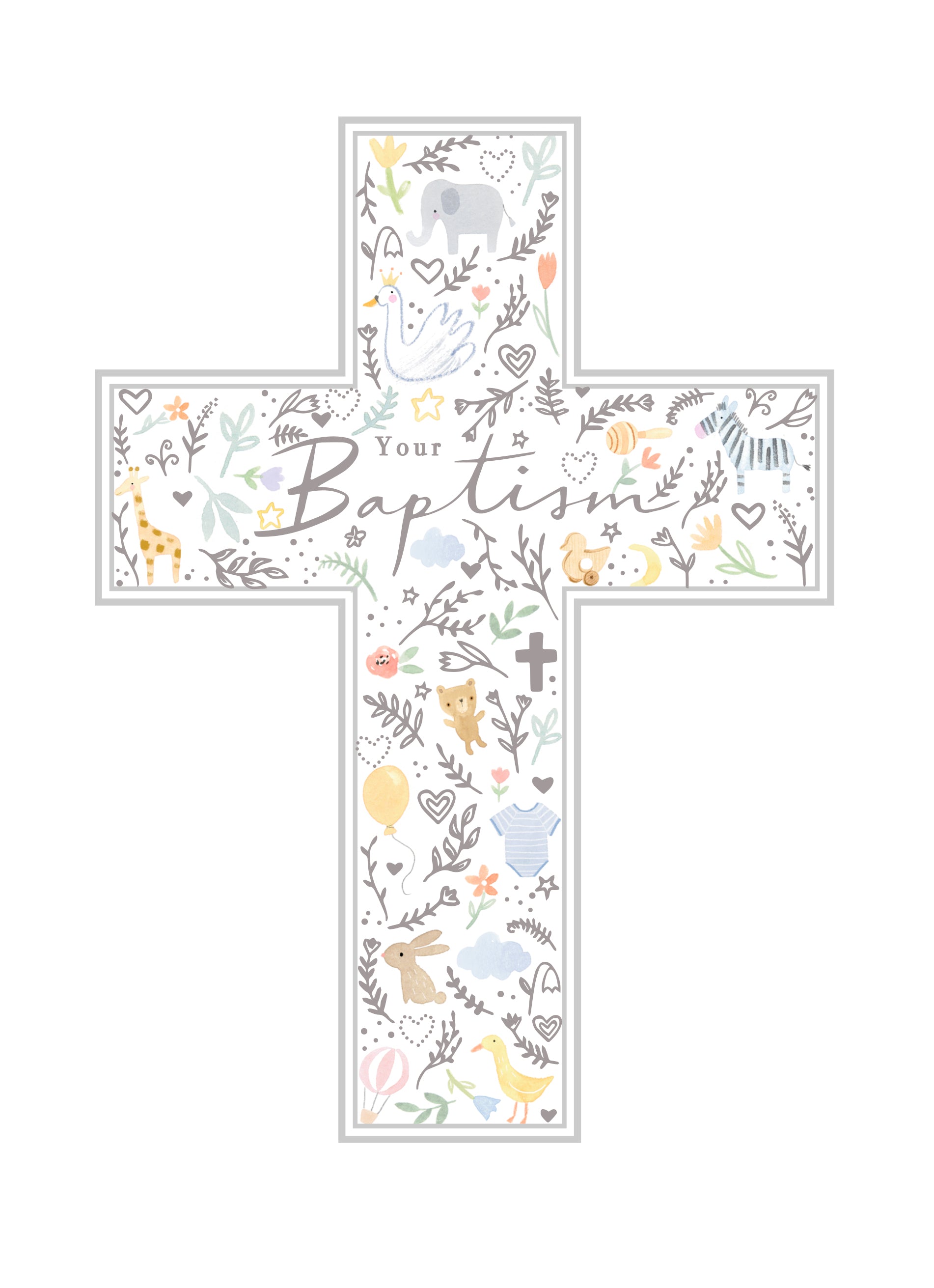 Traditional Cute Illustrated Cross Baptism