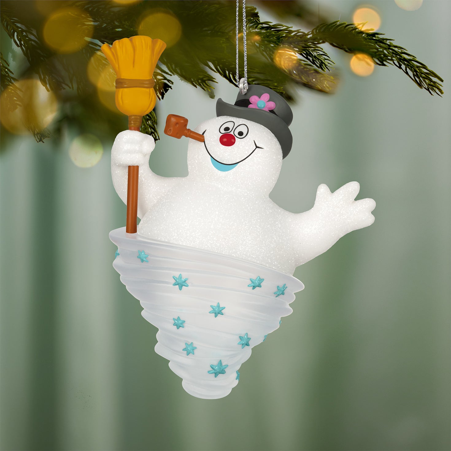 Frosty the Snowman™ — 2026 Hallmark Keepsake Christmas Ornament, sparkly design, holding broom, hanging on tree