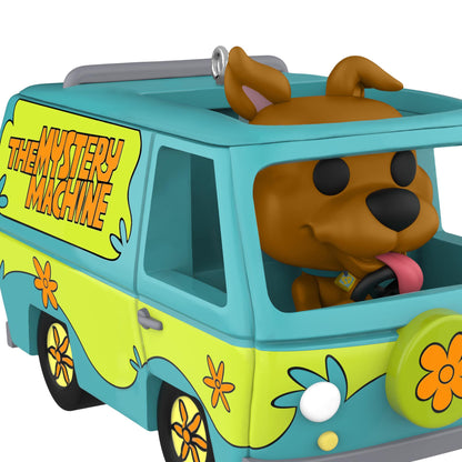 Funko Pop!® Scooby-Doo™, Mystery Machine — 2025 Hallmark Keepsake Christmas Ornament, close up of Scooby driving the retro van with colourful details.