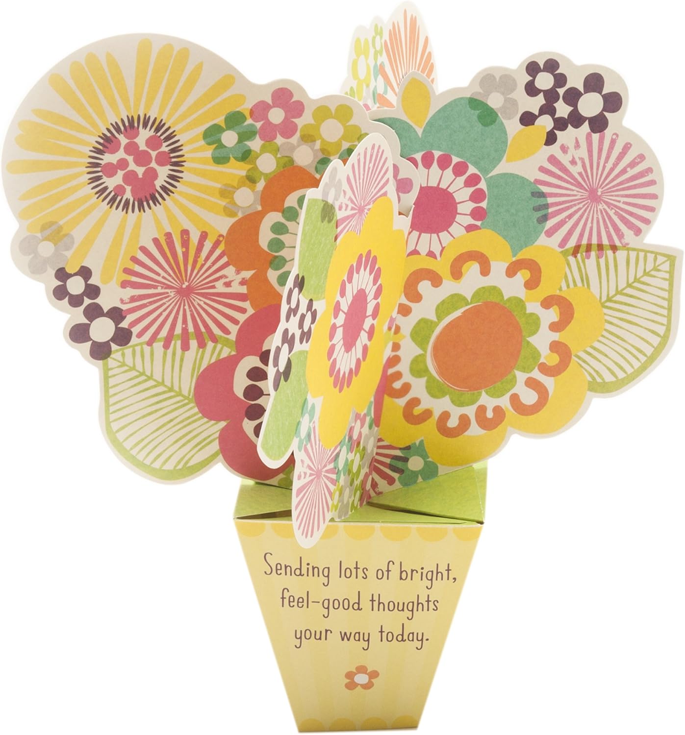 Hallmark Get Well Greeting Card (Pop-Up Flowers) featuring vibrant pop-up flowers in a unique design, inside view, message included.