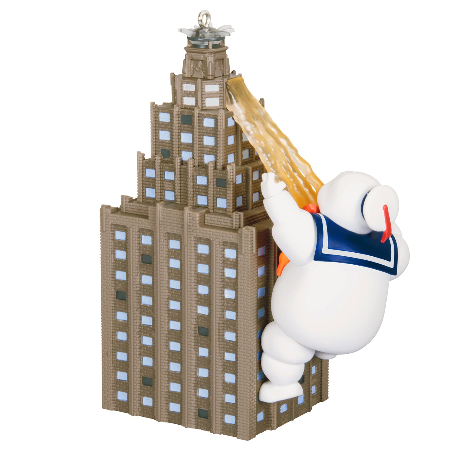 Ghostbusters Roast Him! With Light and Sound — 2026 Hallmark Keepsake Christmas Ornament featuring Stay Puft climbing a building, detailed design.