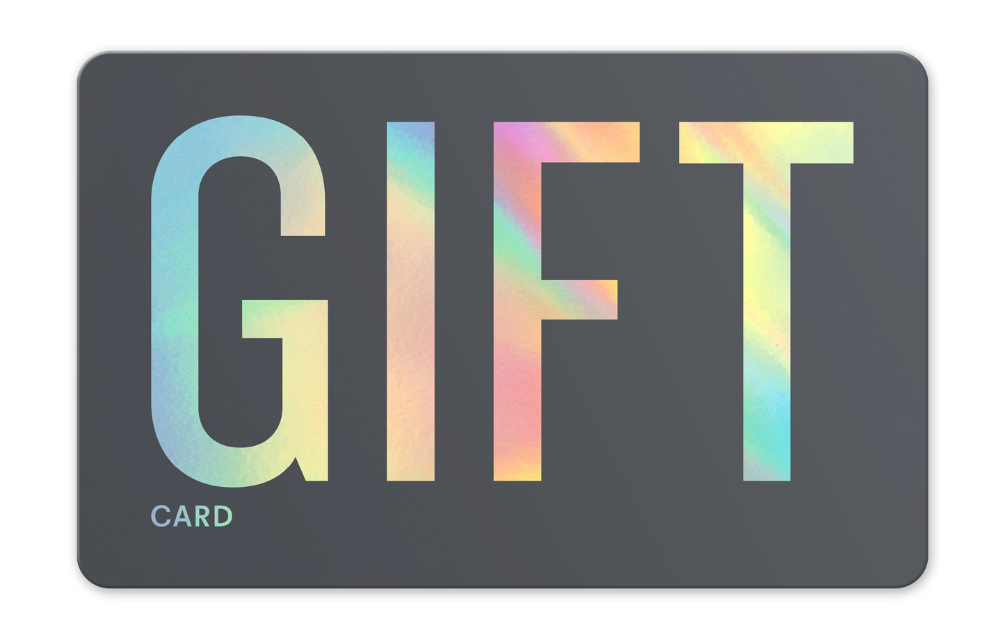 Gift card with colorful 'GIFT' text on a dark background
