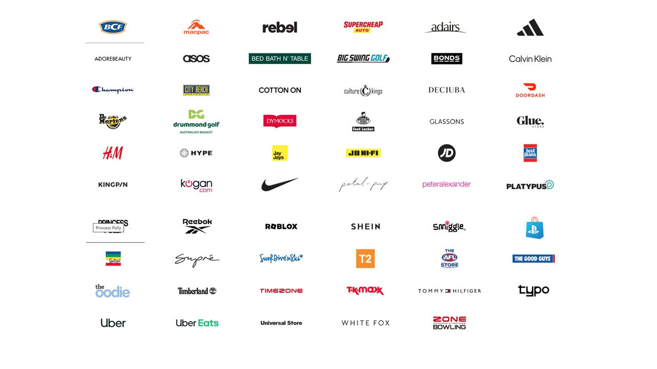 Grid of various brand logos on a white background