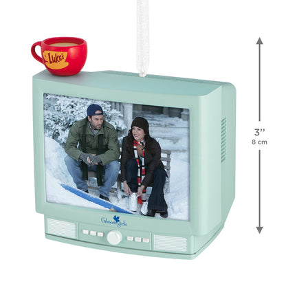 Gilmore Girls With Light and Sound — 2026 Hallmark Keepsake Christmas Ornament, vintage TV design, with Luke's Diner latte mug detail, 8 cm