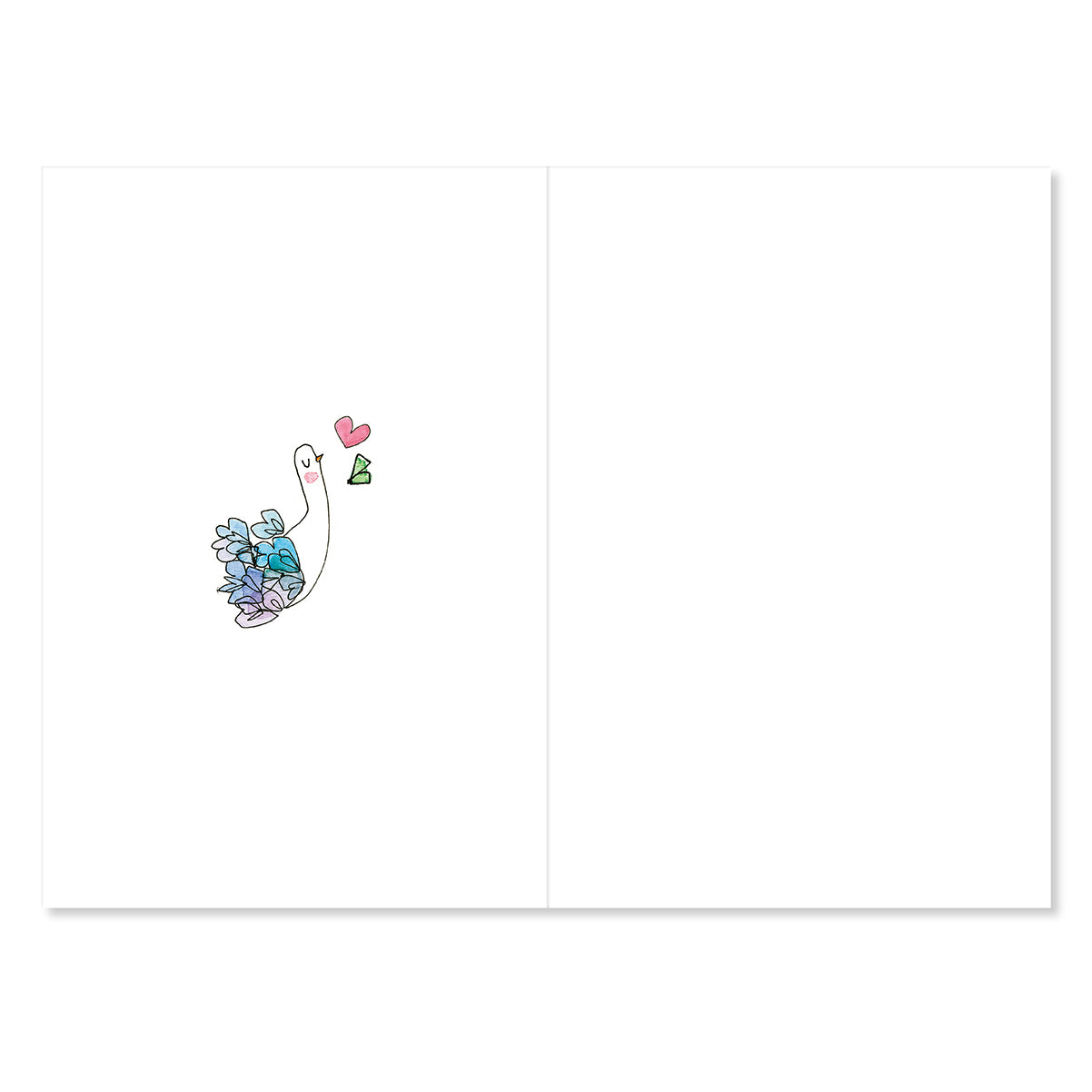 Card with a colorful crocodile illustration and heart on a white background