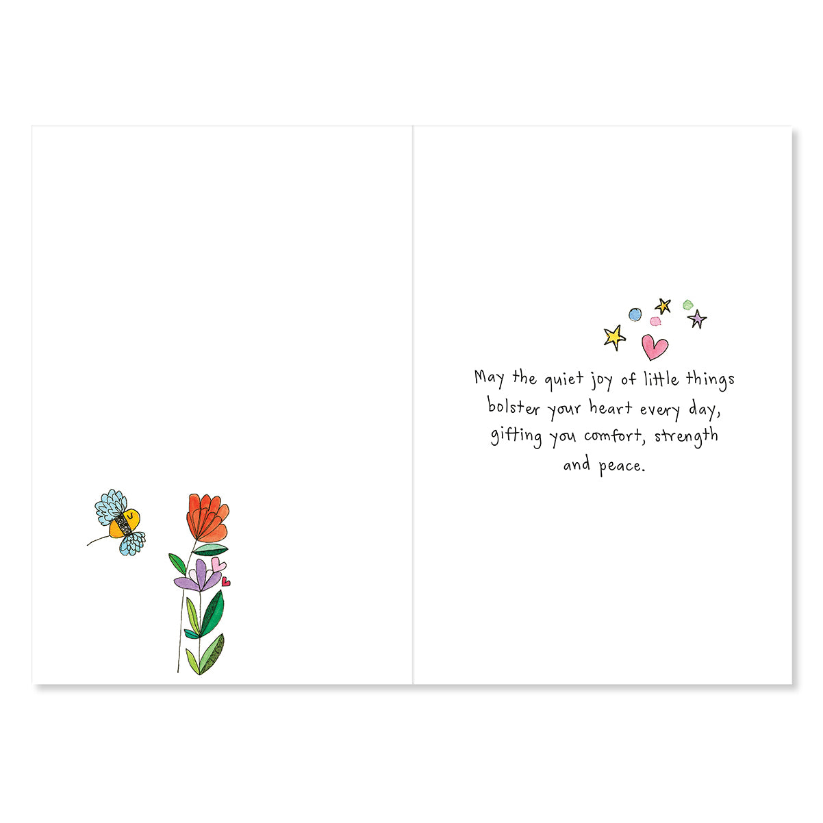 Greeting card with illustrations of flowers and a message on a white background