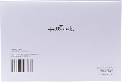 Hallmark 50th Birthday Greeting Card (Bling) back view, featuring logo and eco-friendly paper details, flat layout.