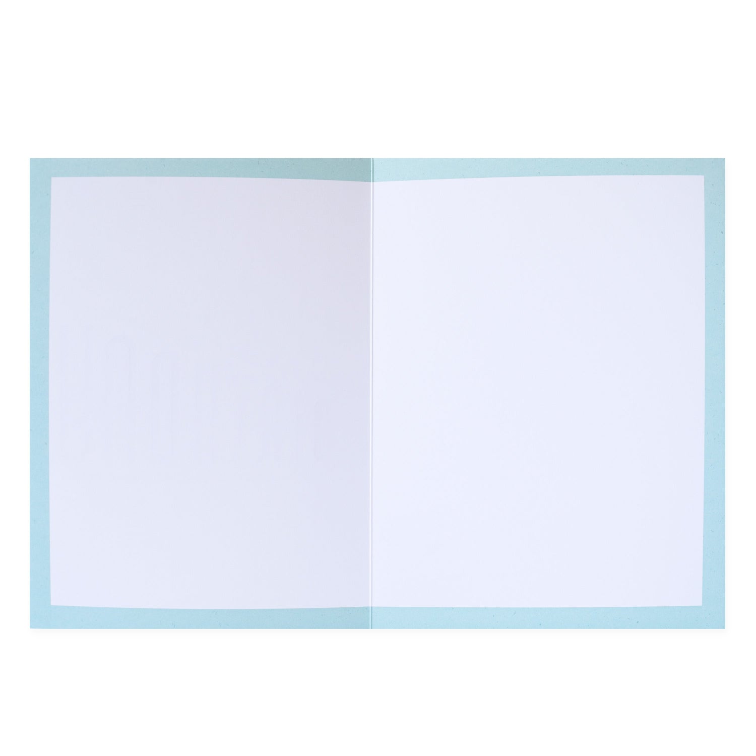 Hallmark Colossal Birthday Greeting Card - Gold & Bold, inside view, blank pages with light blue border for personal messages.