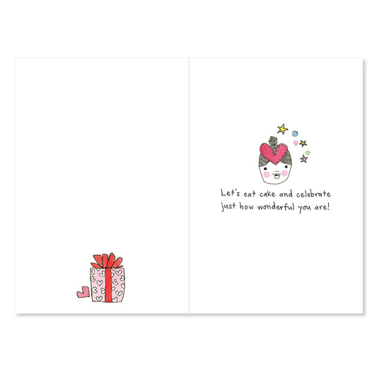 Hallmark x Love, Meredith Birthday Greeting Card - Hooray! inside view featuring a gift illustration and celebratory message.